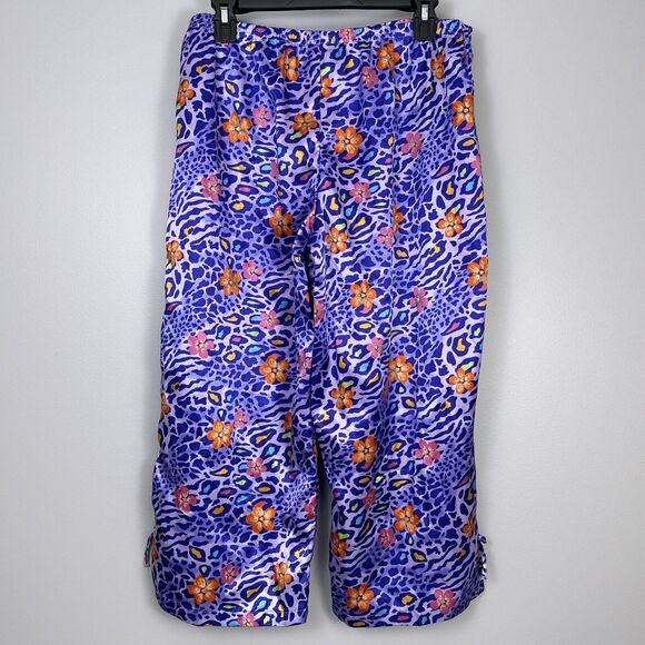 Vintage New Xhilaration 2001 Y2k Satin Pajama Pants Juniors XL Purple Animal NOS - Picture 5 of 8